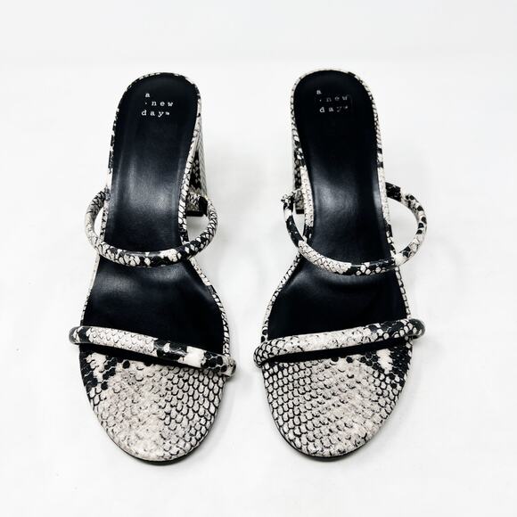 [A New Day] Snake Print Snakeskin Faux Leather Strappy Chunky Block Heels Sz 10 - Picture 7 of 11